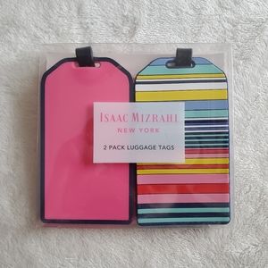 Isaac Mizrahi Pink & Stripped Luggage Tags 2 Pack